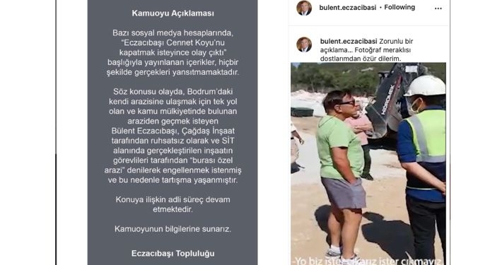 Bodrum’da şantiye bastı haberlerine Bülent Eczacıbaşı’ndan açıklama geldi