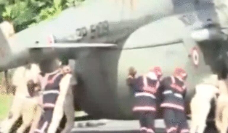 Cumhurbaşkanı’nın helikopteri kurumamış çimentoya indi, saplandı kaldı