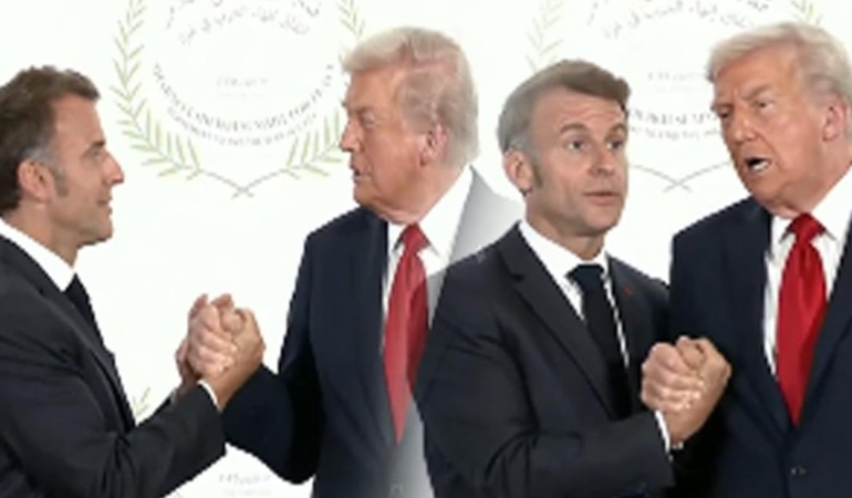 Trump ve Macron arası kol güreşi! Gazze zirvesinde ilginç anlar