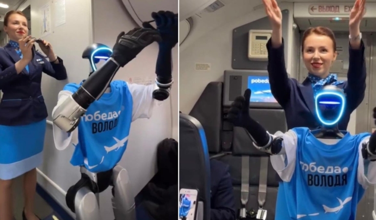 Dev havayolu şirketinde robot kabin memuru işe başladı