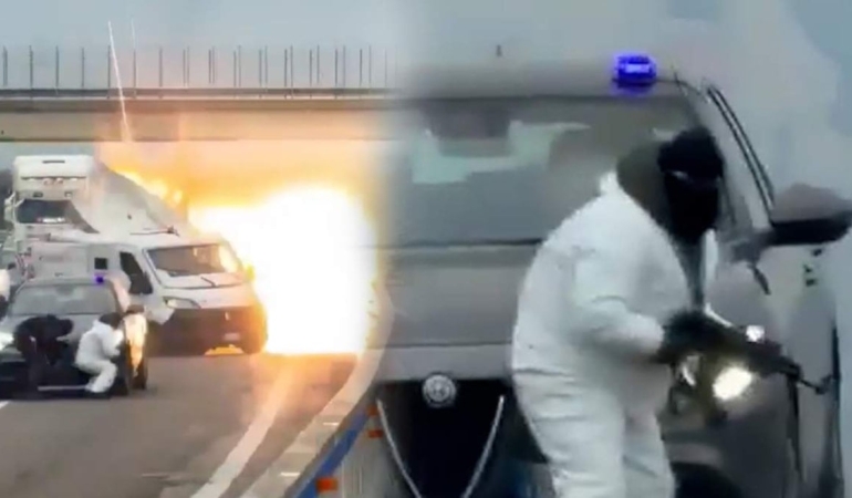 Avrupa’nın göbeğinde silahlar konuştu: Otoyolun ortasında aracı patlattılar