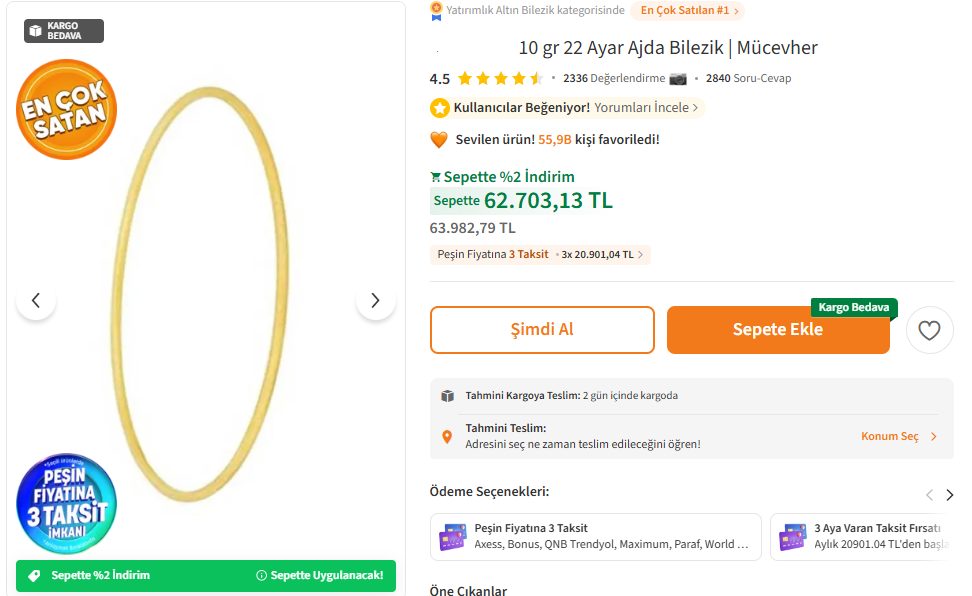 Gram ve Bilezikte Öne Çıkan Değişimler